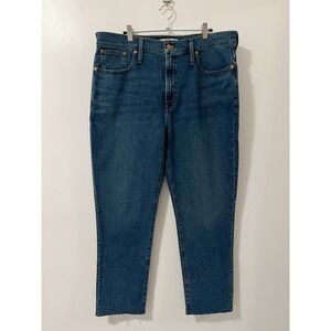 Madewell The Perfect Vintage Jean High Rise Straight Raw Hem Blue Denim Size 32